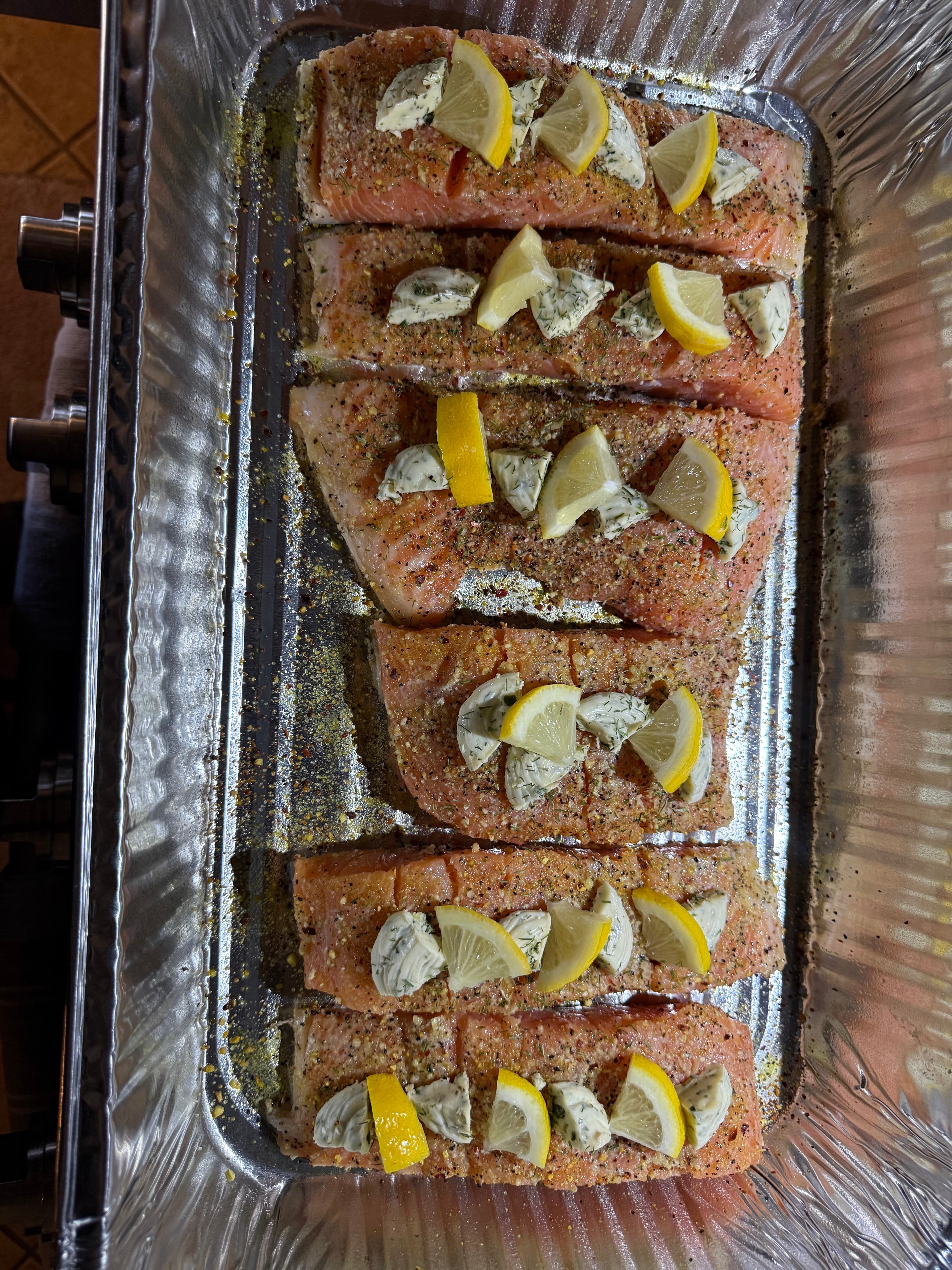 Salmon fillets with lemon herb butter